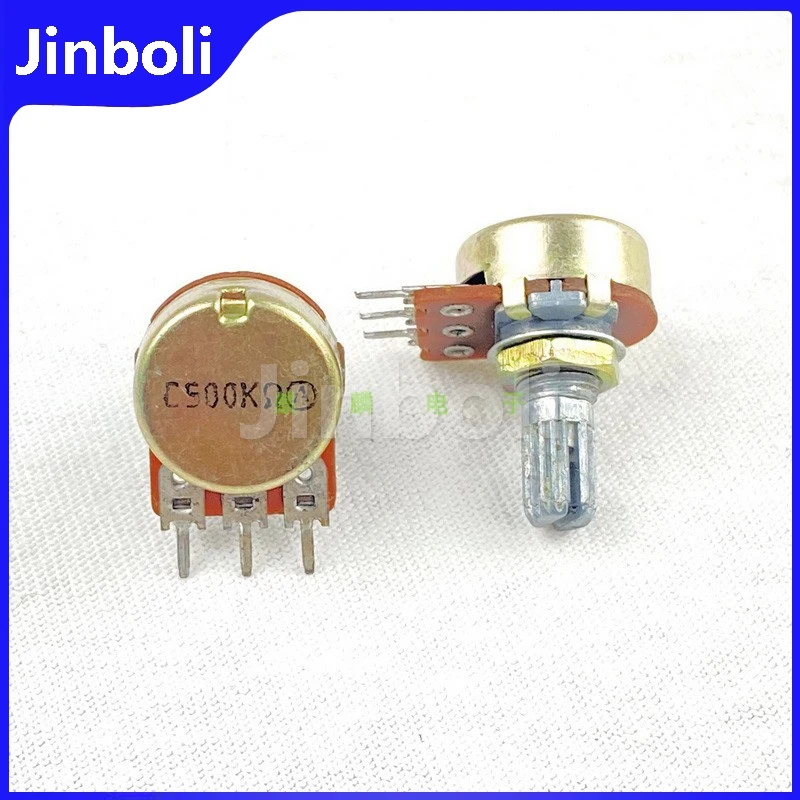 16-type 3Pins Single Potentiometer C500K Audio Amplifier pre-amplifier Adjustable Resistor 15MM Shaft Length 1PCS