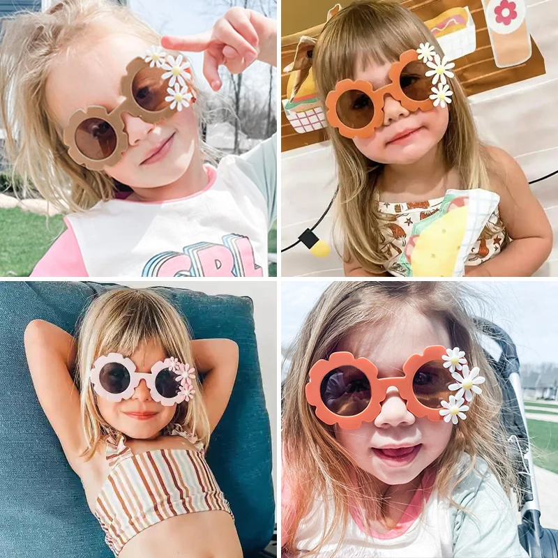 New Girls Boys Fashion Daisy Flowers Sunglasses UV400 Children Colorful Vintage Protection Sunglasses Kids Sun Glasses kids sunglasses children sunglasses