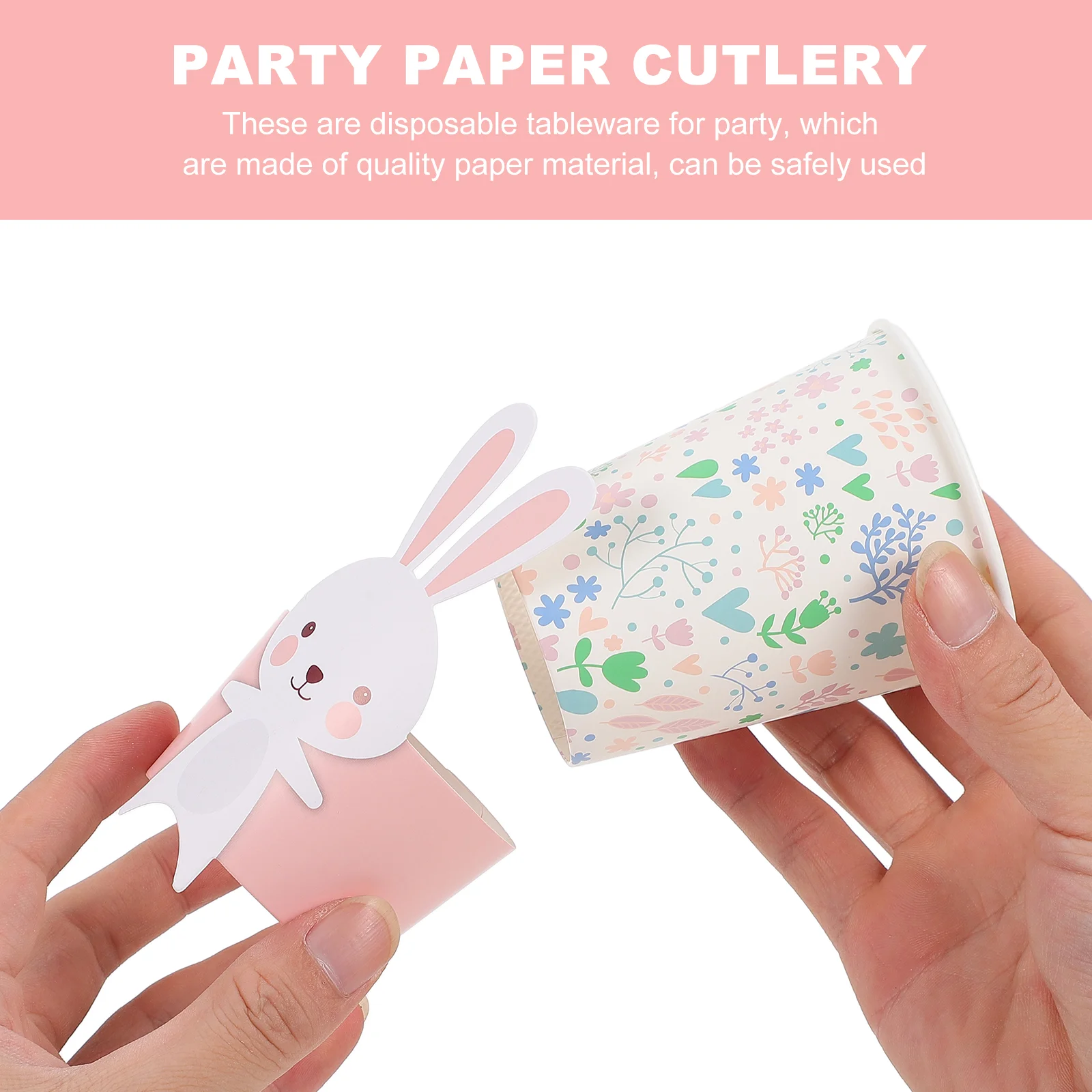 24 Pcs Rabbit Paper Plates Disposable Tableware Adorable Dinnerware Creative Easter Decorations Quality Cutlery Party Supplies