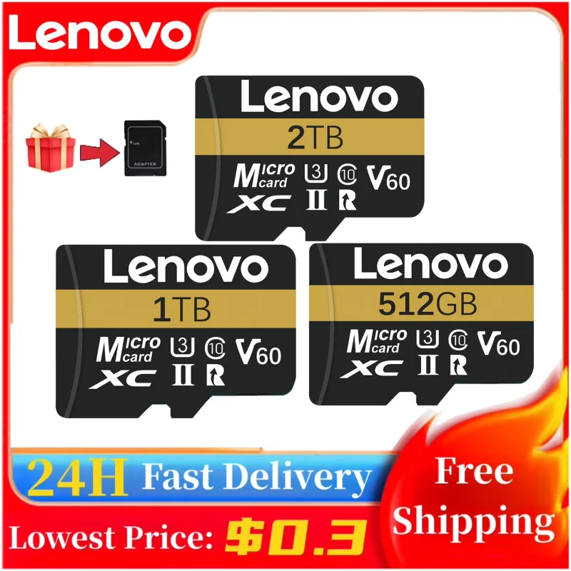 Lenovo 2TB Memory Card 1TB 512GB Micro TF SD Card 256GB SD Memory 128GB Storage for Nintendo Switch Ps5