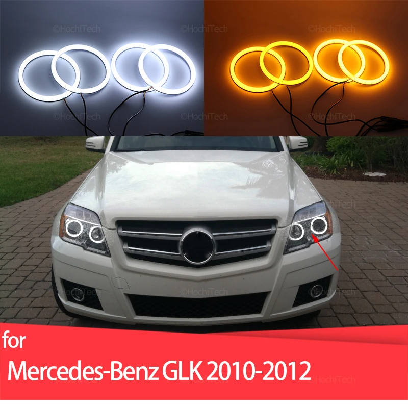 Doppio Colore Bianco Giallo Halo Rings Cotton Light Led Angel Eyes Per Mercedes Benz Glk X204 280 300 320 350 2008-2012 Accessori