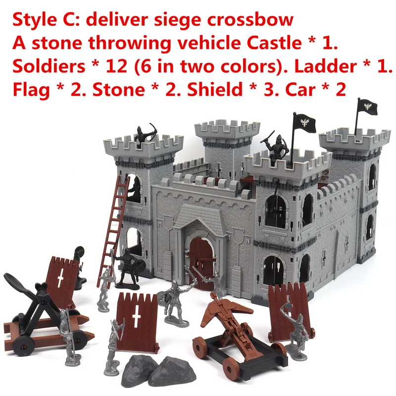 Building Block Toys Building Block Toy Building Block Kits Medieval DIY Castle Soldiers Knights Catapult Game Set Model Building Assembly Compatibility Siege Battlefiel Weapon Vehicle Toy