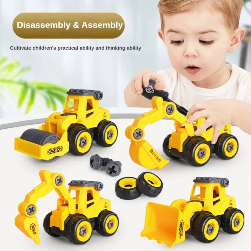Engineering Vehicle Toys Kids Construction Excavator Tractor Bulldozer Fire Truck Models DIY Screw Game Boys Toys Children Gifts - 3