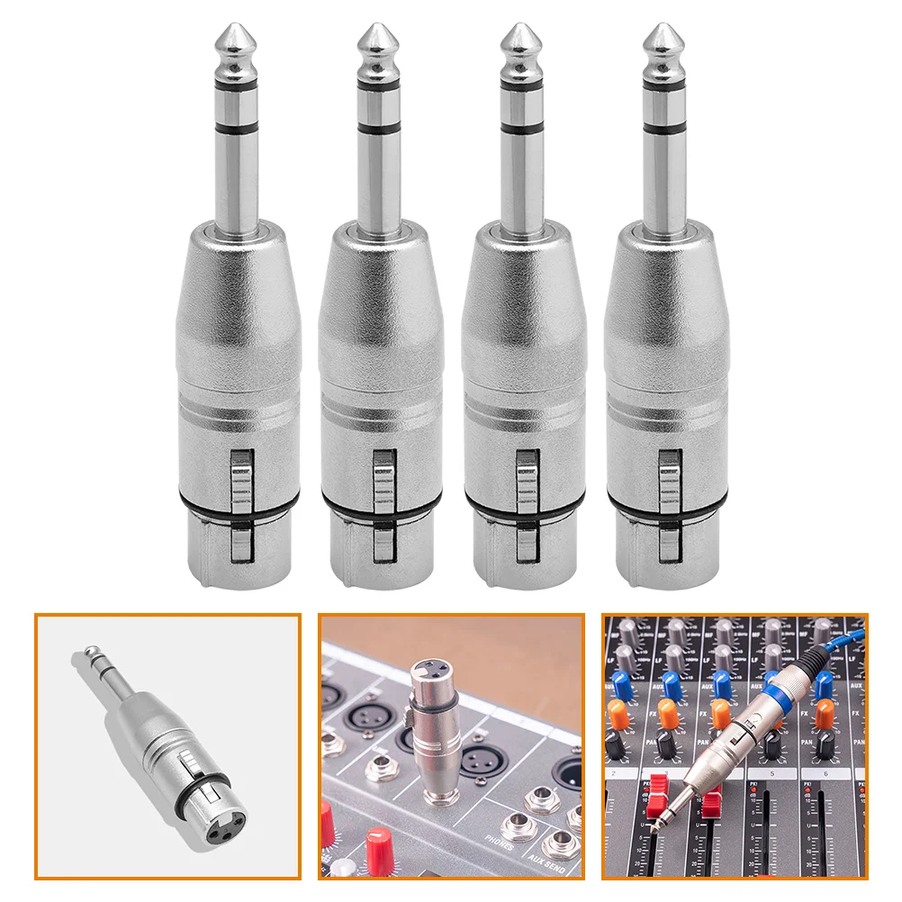 

4pcs Audio Adapter Microphone Converters Stereo Audio Adapters 635mm Conversion Adapters