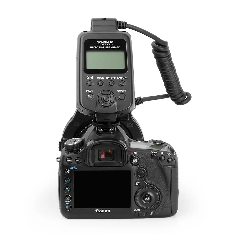 Original YONGNUO YN14EX Macro TTL Speedlite LED Flash Light Adapter Ring LCD Screen Camera Canon EOS DSLR Cameras