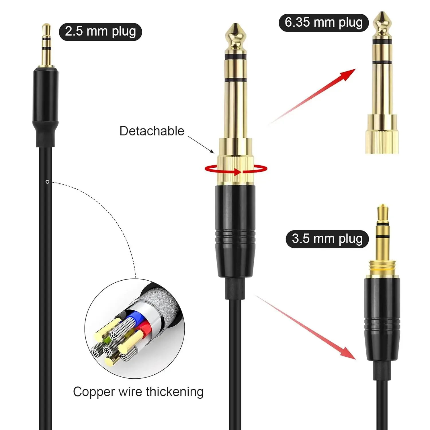 For BOSE QuietComfort 25 QC35II QC45 NC700 OE2 OE2i Headphone Cable 2.5mm Interface Spring Audio Cable
