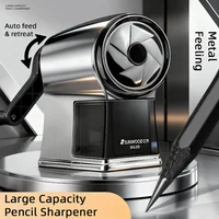 SUNWOOD X620 Metal Texture Manual Pencil Sharpener Auto Feed & Retract Large Capacity Alloy Steel Blade Gunmetal Gray Student Gi 1