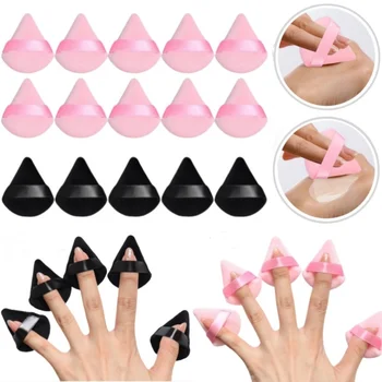 10-30pcs Triangle Mini Velvet Powder Puff Foundation Face Concealer Applicator Cosmetic Finger Sponge Puff Beauty Makeup Tools