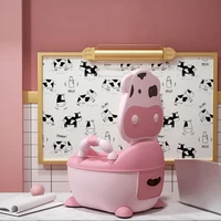 Children's Toilet Baby Potty Urinal Cartoon Cows Design Portable Toilet Seat with Cover Toddler Kids Potty Training Seat 2