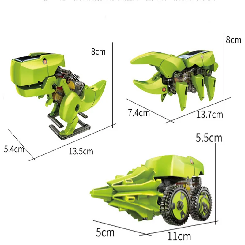 DIY three-in-one solar dinosaur robot rig deformation board power supply children's toy gift solar robot kit
