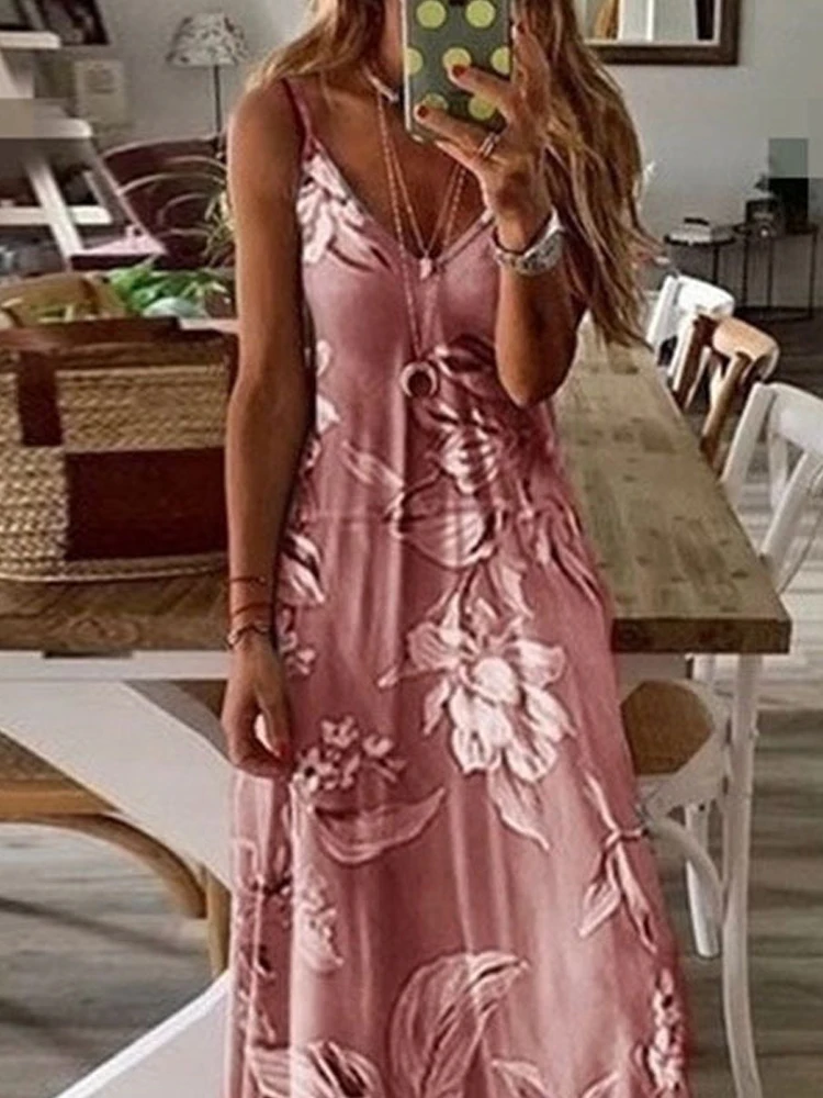 Summer 2025 Slim Fit Slip Dress Casual Women's Dresses European American Style Sleeveless V-Neck Long Dresses Woman Green Dress - Image 5