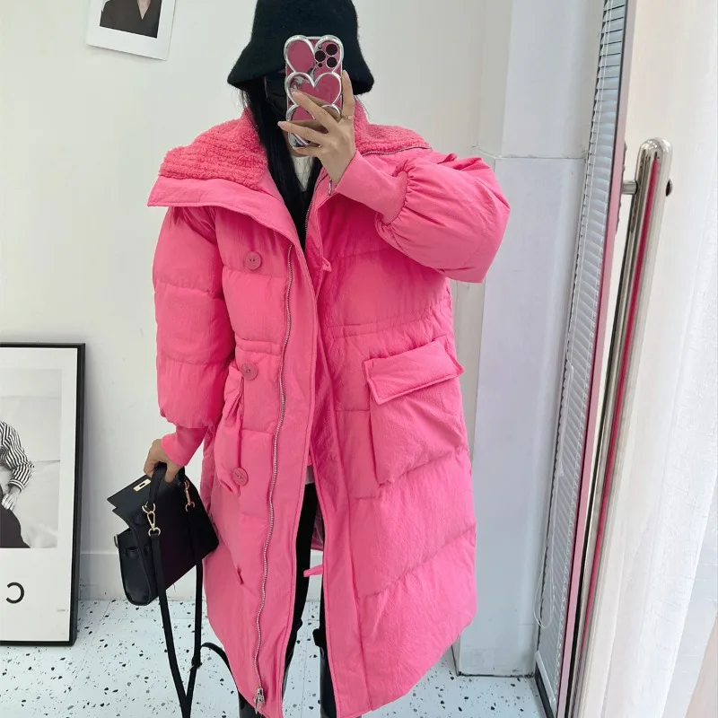 2023 New Women Down Cotton Coat Winter Jacket Female Mid Length Version Parkas Loose Thick Warm Outwear Leisure Time Overcoat