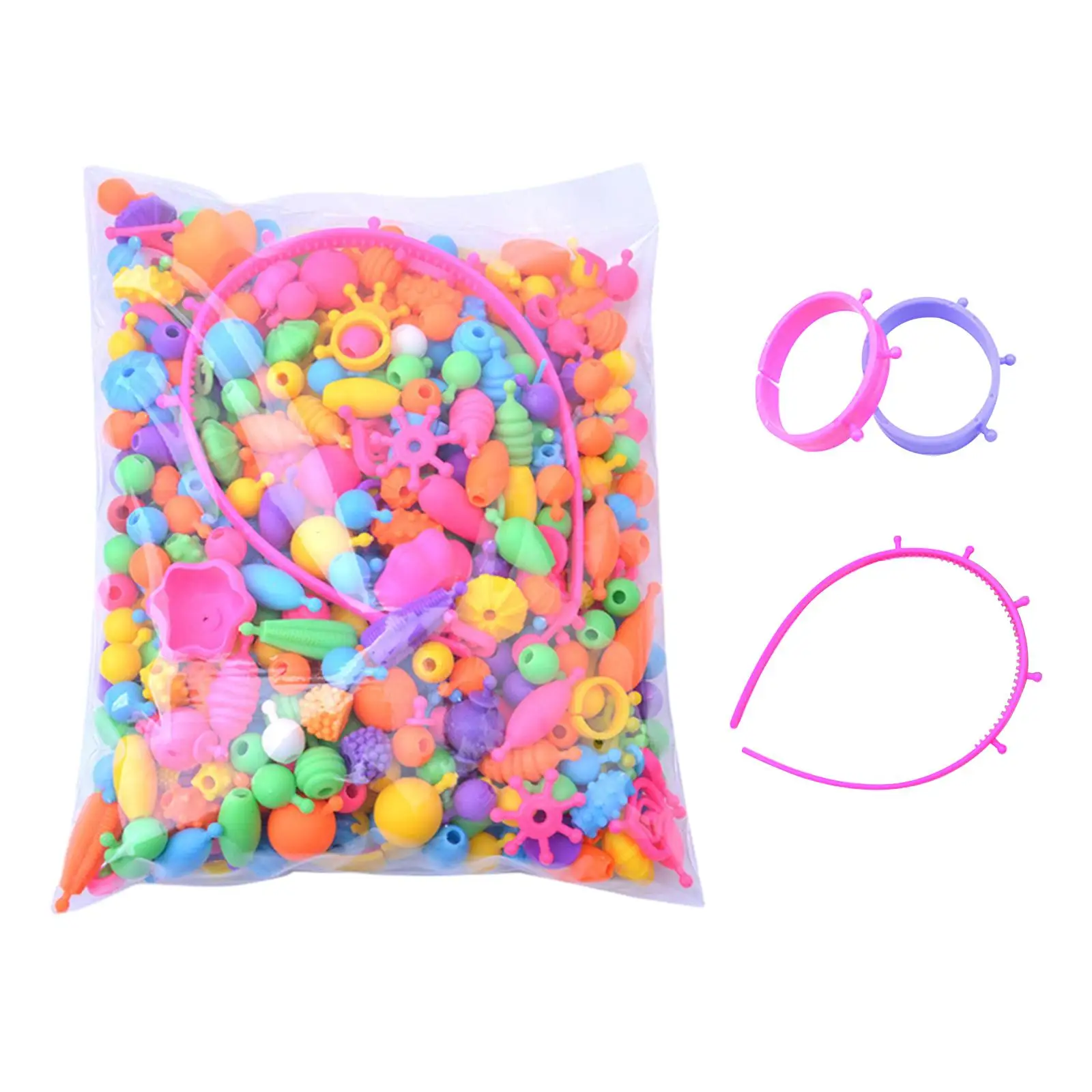 Beads for Kids DIY Jewelry Making Kit Crafts Supplies Snap Together Beads for Necklace Hairband Bracelet Girls Birthday Gift