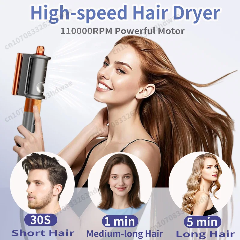 Ensemble de coiffure 6 en 1, sèche-cheveux 220V, brosse à Air chaud pour bouclage automatique, outils de coiffure à ions négatifs, meilleur cadeau pour femmes – Image 2