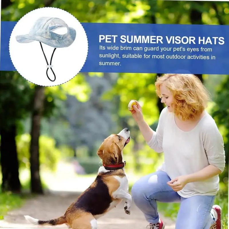 Dog Baseball Caps Pet Sun Visor Hat Sun Protection Cat Sunbonnet Adjustable Drawstring Pet Accessories For Puppy Small Doggy &