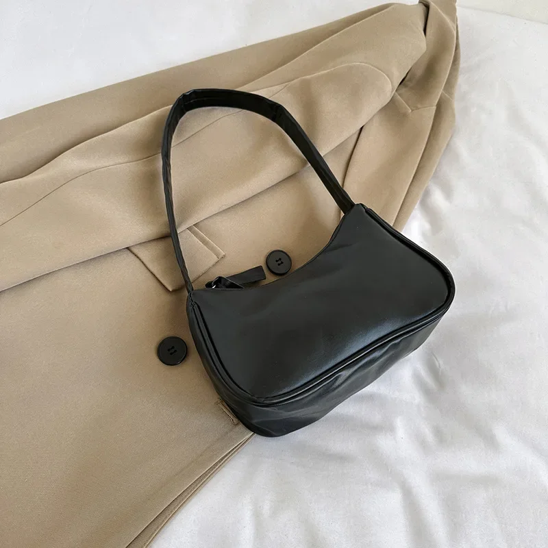 Borsa a tracolla semplice in ecopelle PU color caramella, borsa a mano capiente da portare sotto il braccio, ideale per donne e ragazze._voghion.com