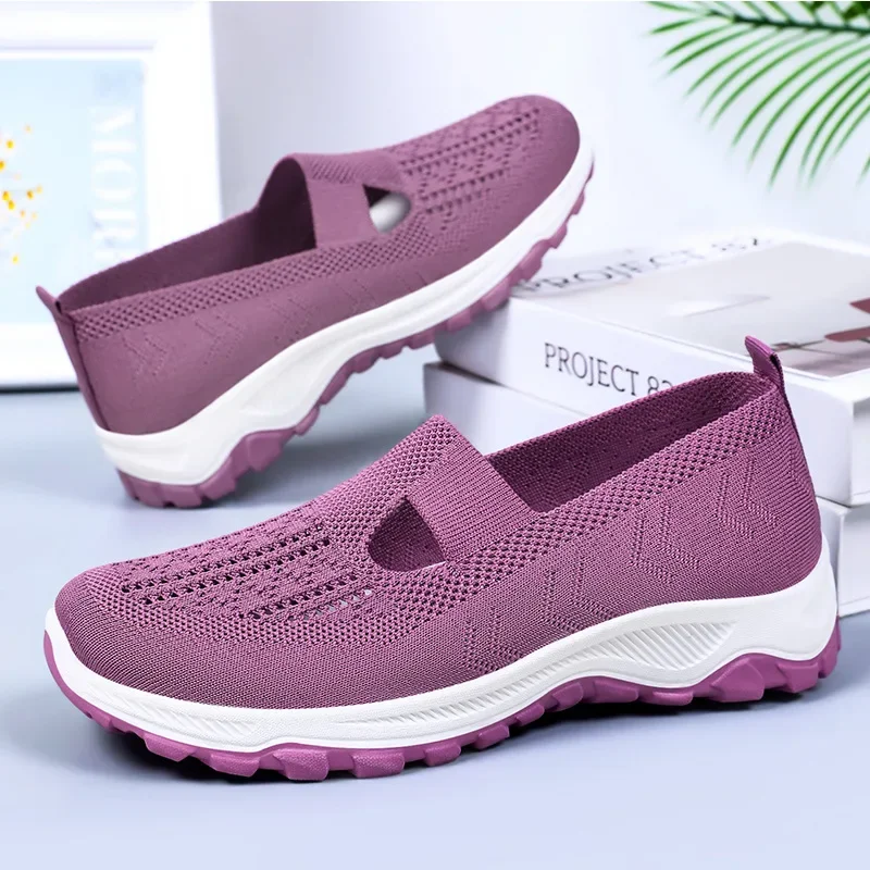 2025 popular upgraded version of Spring and Autumn women's shoes, knitted breathable upper, simple flat shoes work women's shoes 2