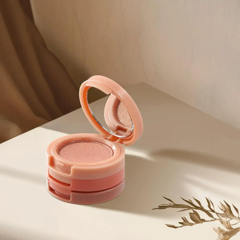 Highlighter Powder Palette 3 In 1 Waterproof Face Rouge Powder Natural Shiny Eyeshadow powder blusher blush powder blush plate facial blusher