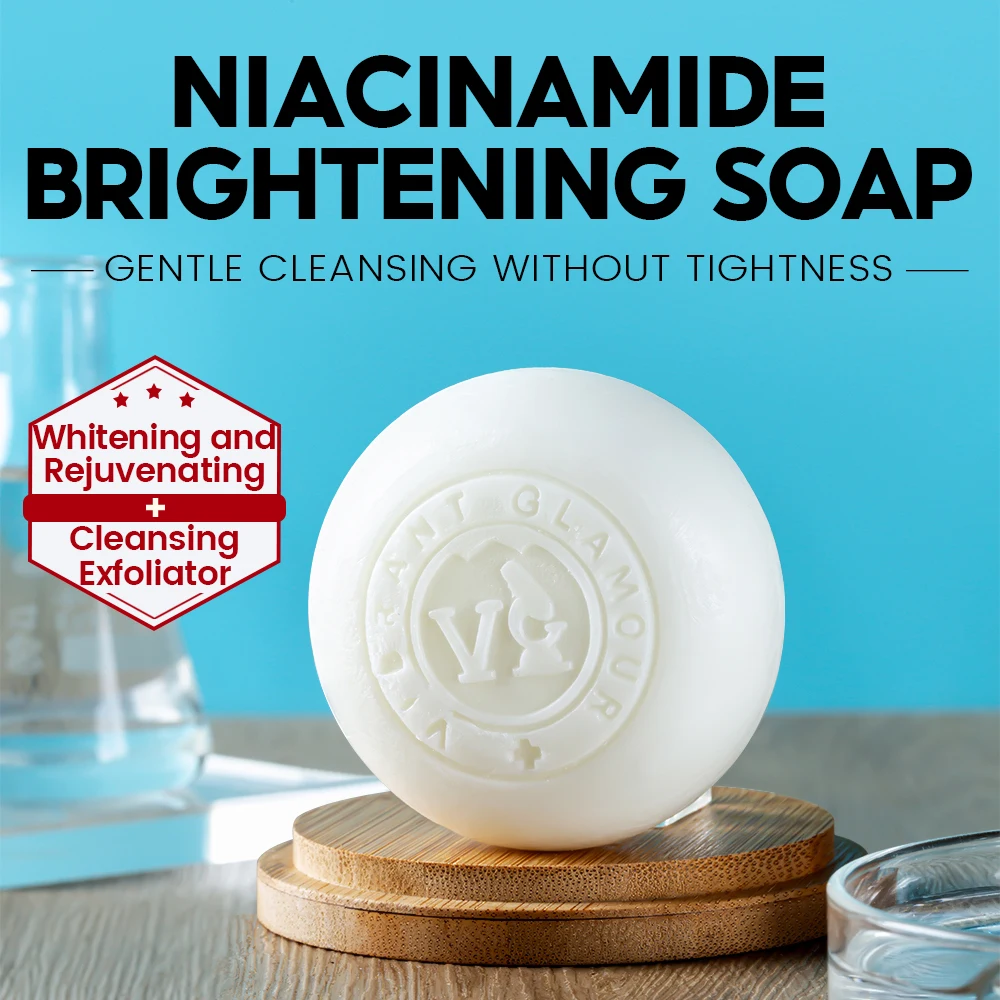 VIBRANT GLAMOUR Niacinamide Whitening Soap Deep Cleansing Exfoliator  Facial Cleanser Body Wash Bath Bleaching Skin Care 100g