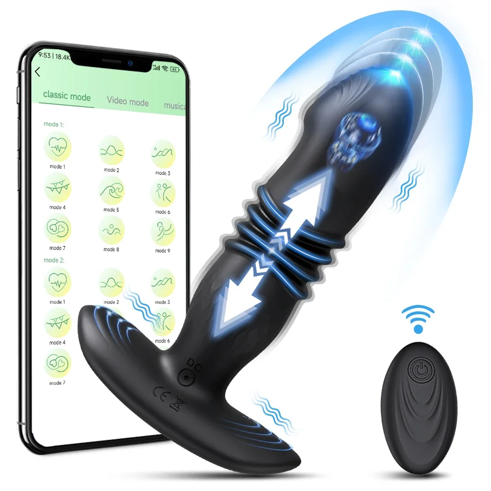 APP Control Vibrator Teleskop Vibrierender Anal Plug Fernbedienung Sex Spielzeug für Erwachsene Analdildo Männlich Prostata-massagegerät Anal Plug