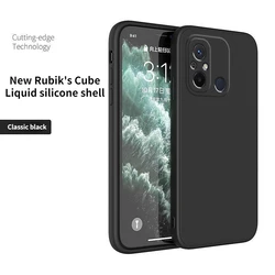 Durable Silicone Solid Color Anti - Fall Mobile Phone Case for Redmi 12C (Classic Black)