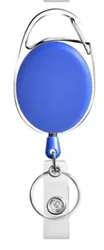 Heavy-Duty Retractable Badge Reel with Carabiner Clip and Key Ring (Blue)