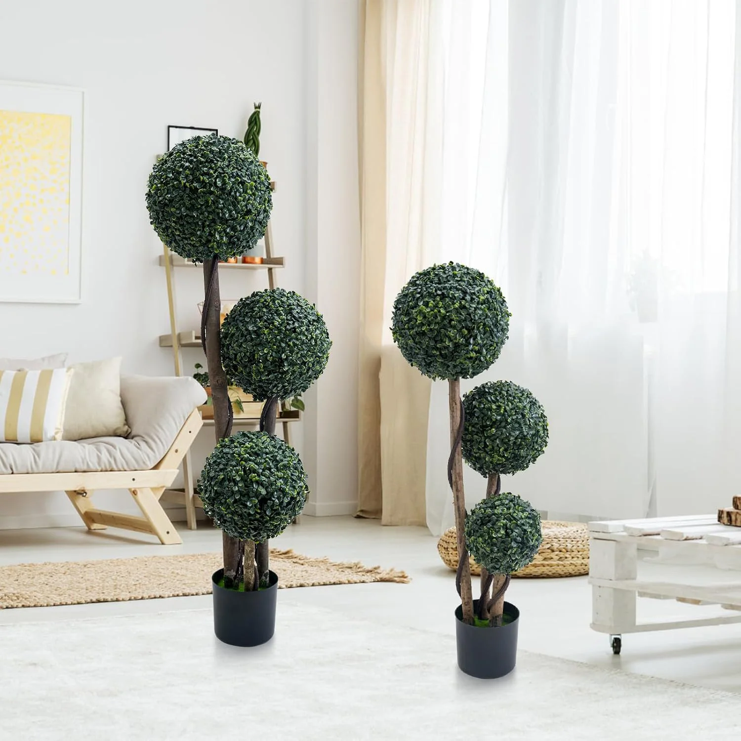 Künstlicher Topiary-Baum, 90 cm, Mailand-Gras-Topiary-Baum, Buchsbaum-Kugel, gefälschte Pflanze im Topf für Veranda, Haus, Garten, Dekoration – Detail 10