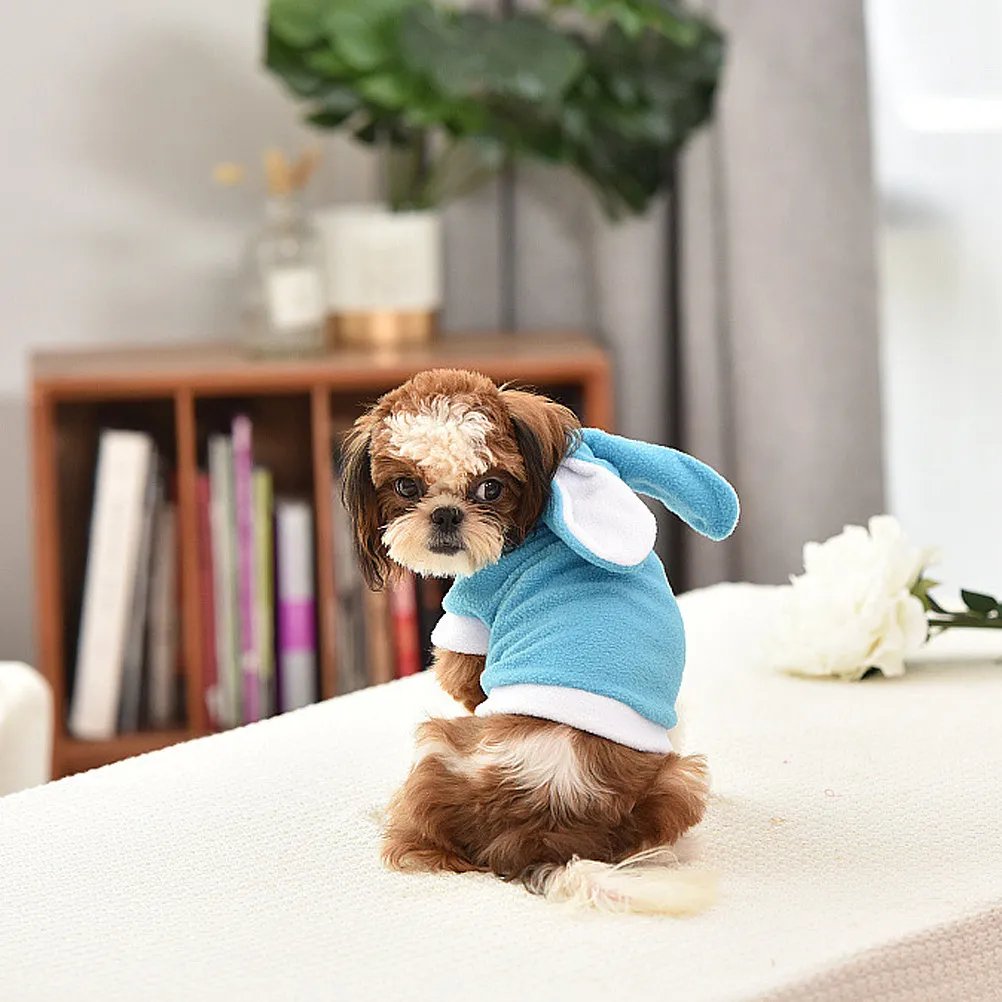 토끼 모양 강아지 겨울 코트 부드럽고 편안한 면 조끼 따뜻하고 통기성 좋은 강아지 실내외 침대용