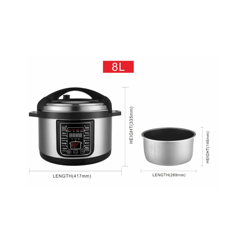 Okicook 1350W 8 Liter 10-in-1 Multifunctional Electric Pressure Cooker Instantpot Pressure Cookers for Direct Sale