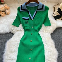 YuooMuoo Brand Fashion Summer Knitted Dress Women 2025 New Y2K Embroidery Long Bodycon Sweater Dress Streetwear Lady Vestidos - Image 5