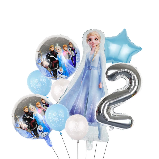 Suministros de fiesta de cumpleaños de Frozen: 63 piezas de decoraciones de  fiesta de Frozen, globo congelado, globo de papel de aluminio Elsa, globos