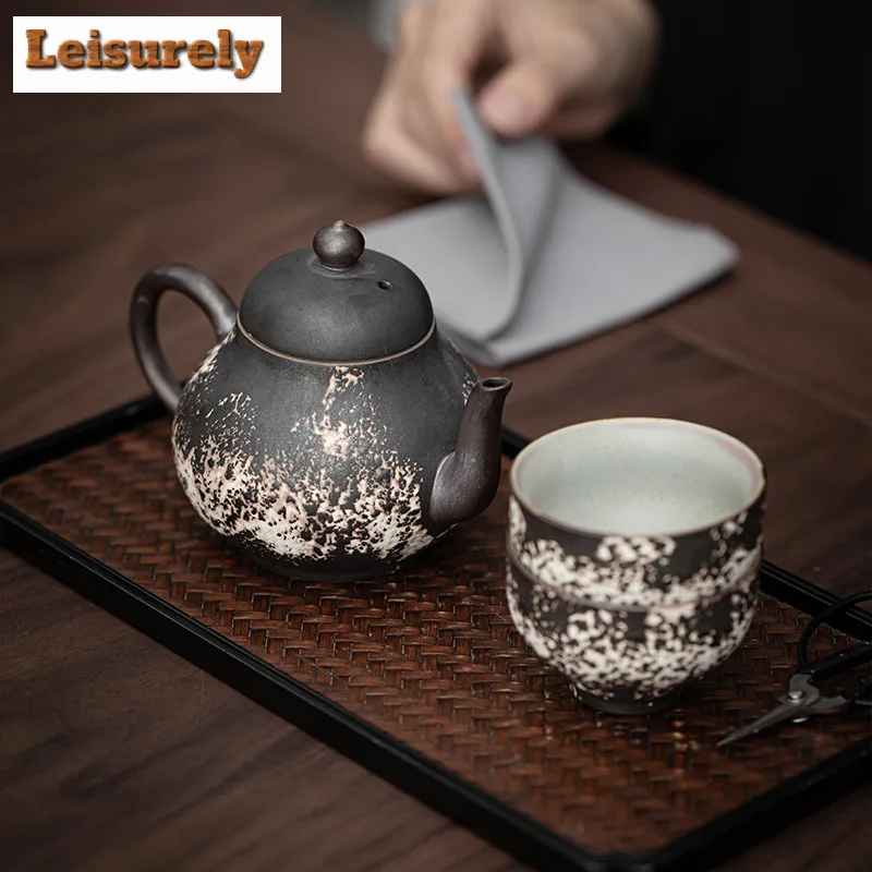 Wabi Sabi Style Powder Yin Ceramic Tea Set Complete Set Ancient Tea Ceremony Set Teapot And Tea Cup Set Tea Items Ornaments Gift