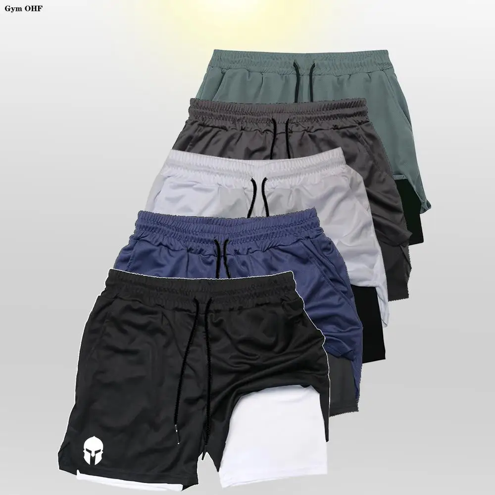 Spartan Compression Shorts 2-in-1 Men's Casual Beach Gym Fitness Jogging Sports Breathable Quick Dry Elastic Swim 4