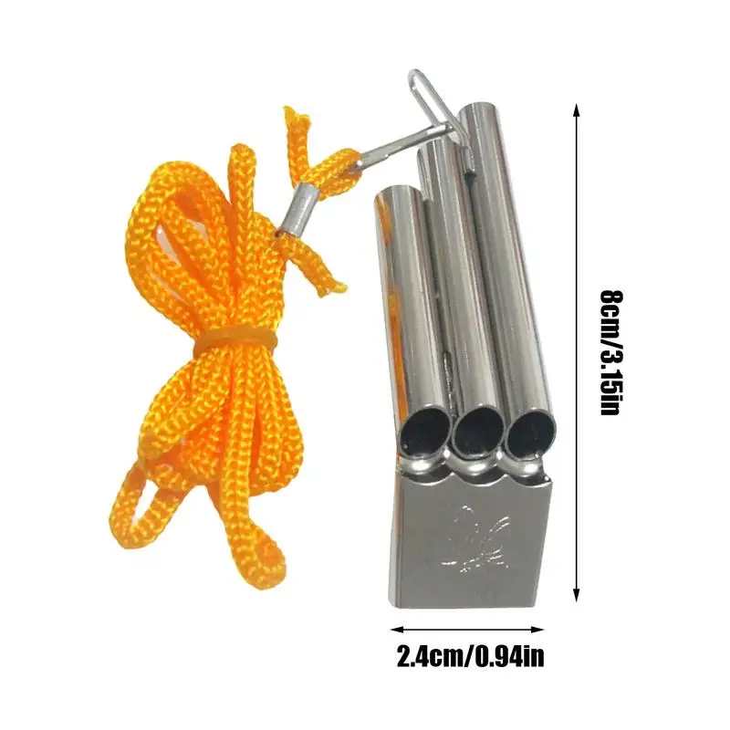 Stainless Steel Whistles Referee Sport High Pitch Three Tubes Whistle With Rope Soccer Football Basketball Sports Games Tool