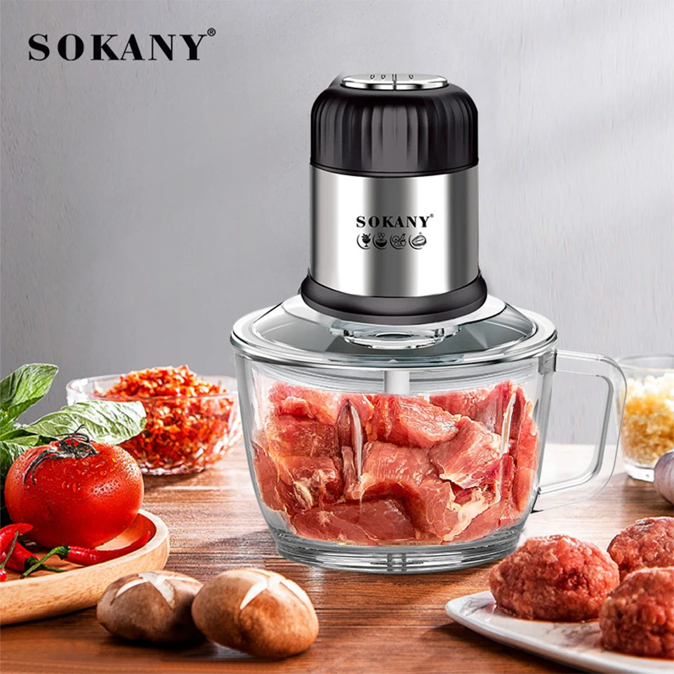2 Speeds 200W Stainless Steel 2L Capacity Electric Chopper Meat Grinder  Food Processor Slicer Household Mincer Food Chopper - AliExpress