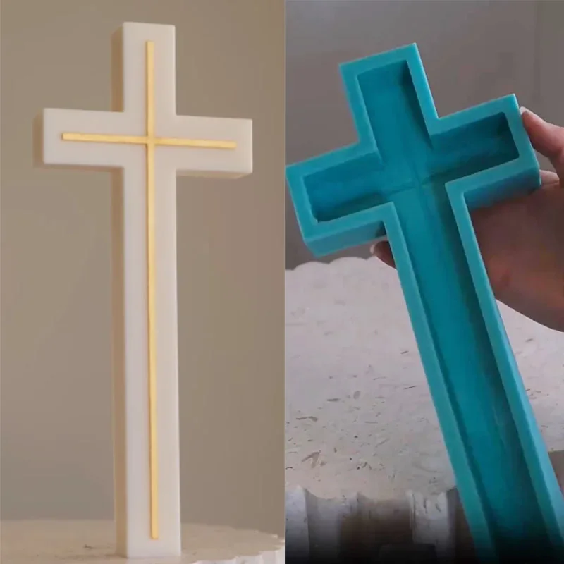 30cm Large Blessed Cross Mold Cross Silicone Candle Mold Resin Craft Gifts Easter Jesus Home Decoration