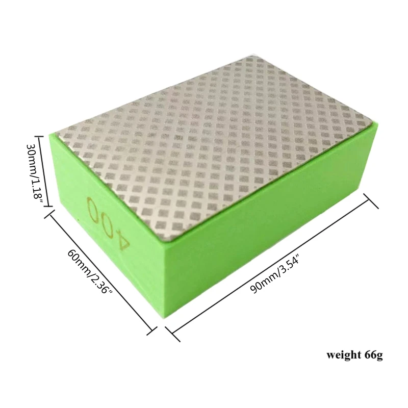 Diamond Hand Sanding Block for Metal Glass Tiles Wood Ceramic Grinding Polishing Pad 90*60*30mm 60/100/200/400# Durable Abrasive