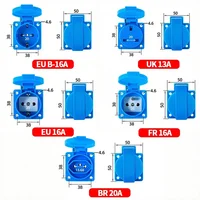 IP54 Waterproof Rating EU UK Brazil French German Outdoor Socket 16A 250V Industrial Grade Panel Mount Socket Electrical Sockets 3