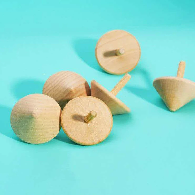 Wooden Spinning Top Unfinished Kids Educational Toys Party Favors Goodie Bag Stuffers Bulk Classroom Prizes Gifts Boys Girls - 5