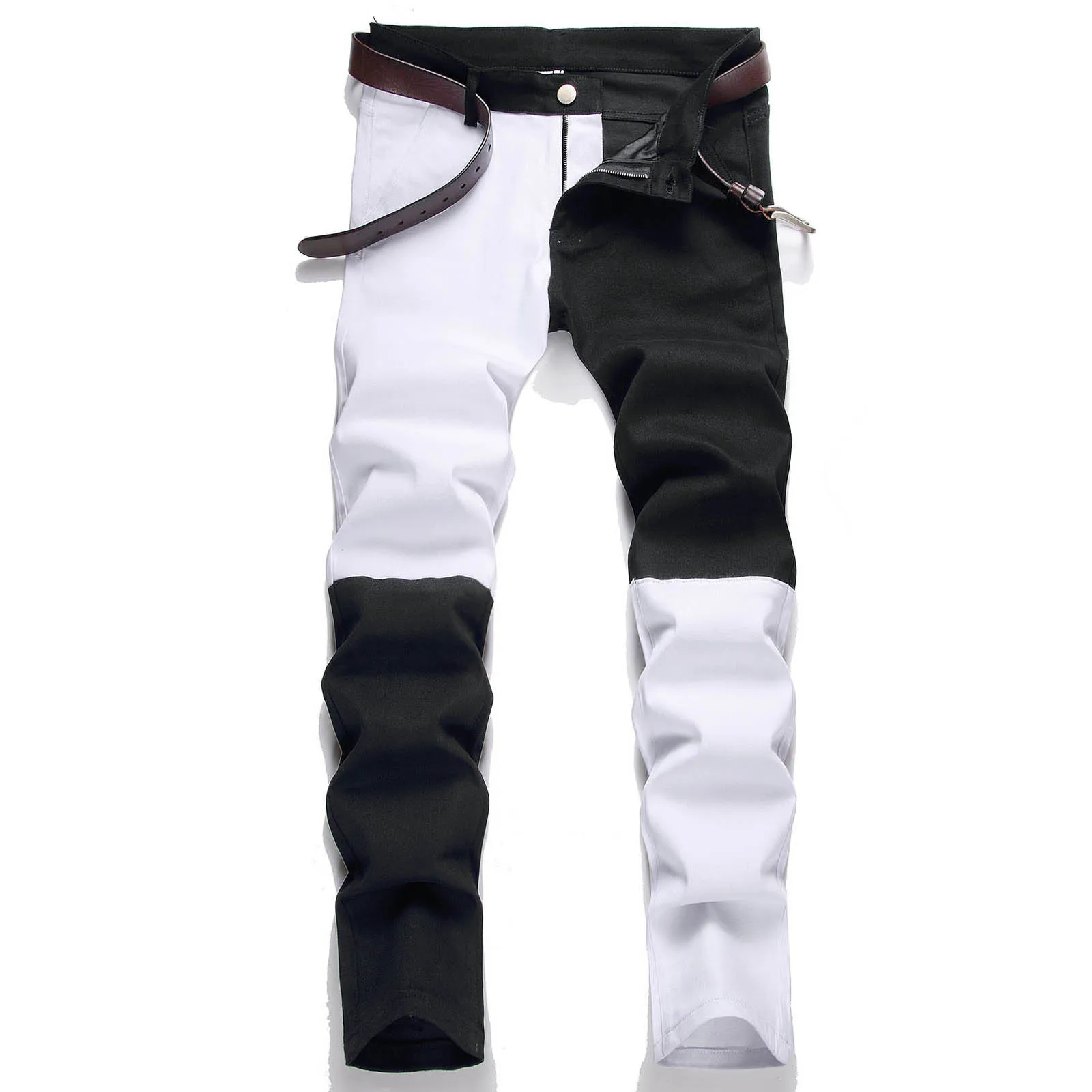 Men\'s Fashion Casual Multi Pocket Button Straight Zipper Slim Fit Jeans Gift
