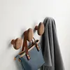 Walnut Wood Wall Mounted Coat Hook, Natural Wood Clothes, Key Holder, Coat Rack, Hat, Scarf, Handbag Storage Hanger 2