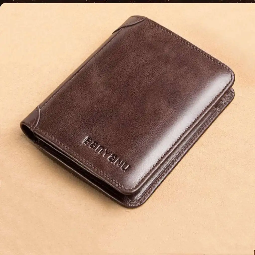 

Men Genuine Leather Bifold Wallet Card Holder Slim Credit Card Case Wallet Rfid Blocking Purse Best Gift Male Pocket Bag 1pcs