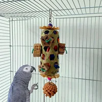 Parrot Hanging Bite Wooden Colorful Shredding Crinkles Parrot Chew Toys Natural Foraging Sola For Conures Cockatiels Parakeets 2