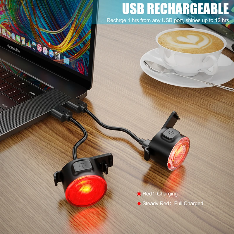 Usb Oplaadbare Fiets Licht Mini Waarschuwing Achterlicht Led Waterdicht Hoogtepunt Rijden Achterlicht Voor Achter Fiets Lamp Koplampen