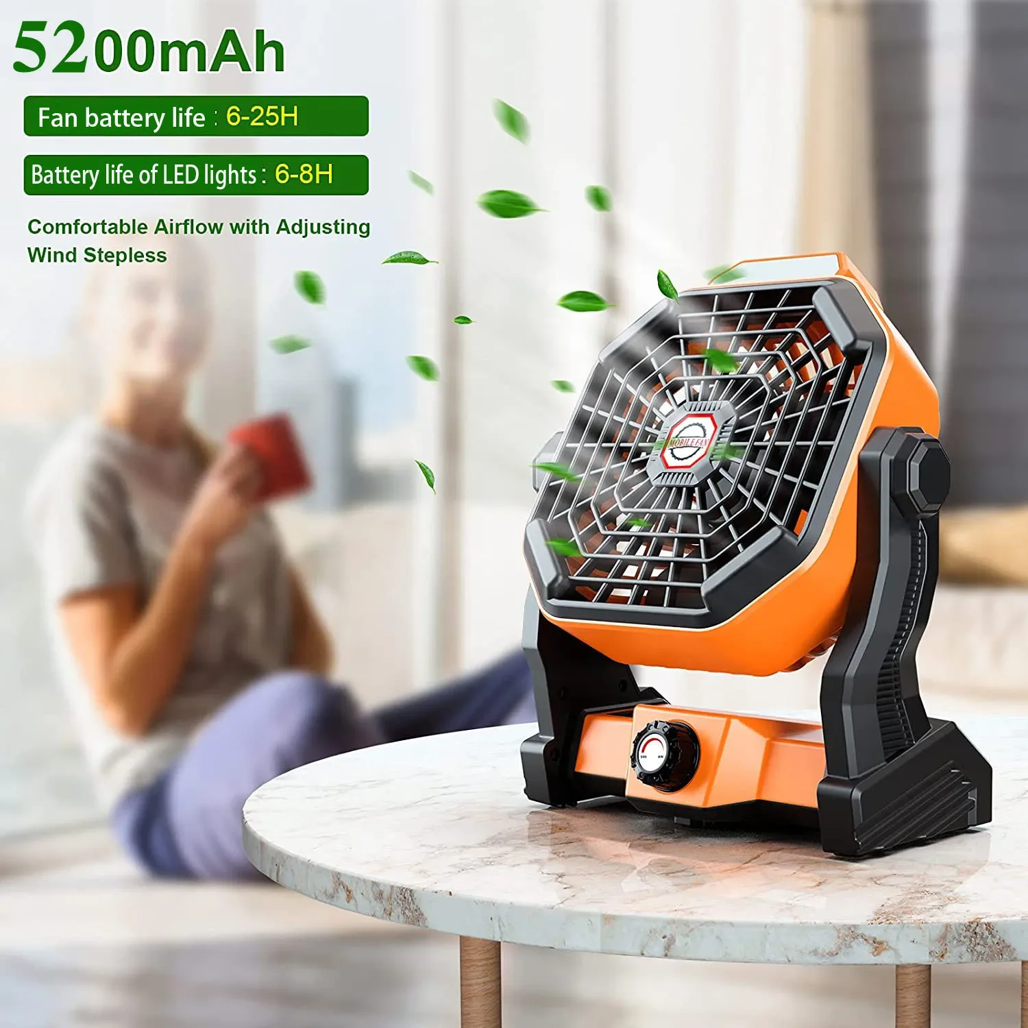 rechargeable camping fan light