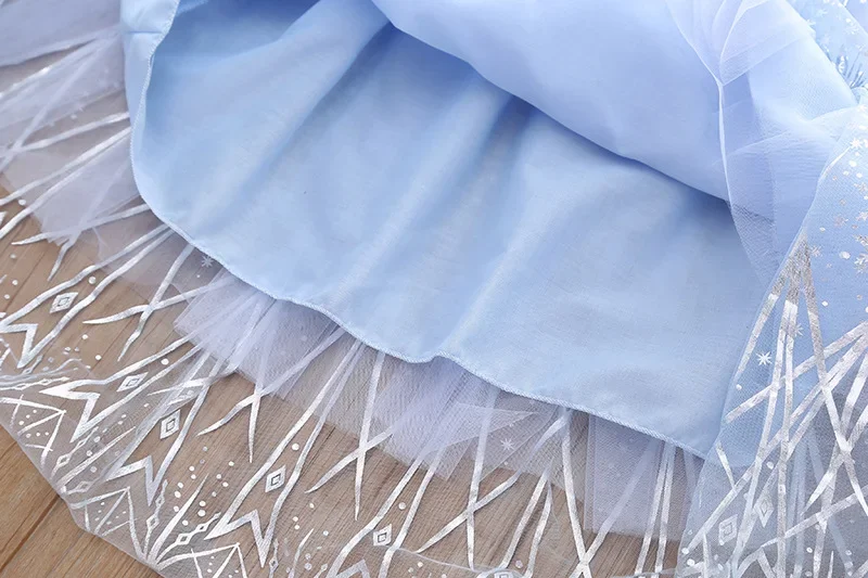 Girls Cartoon Dress Fall Frozen Elsa Princess Dresses Kids Long Sleeve Mesh Costume Crown+Magic Wand Girl Clothes girls dress princess costume kids clothes