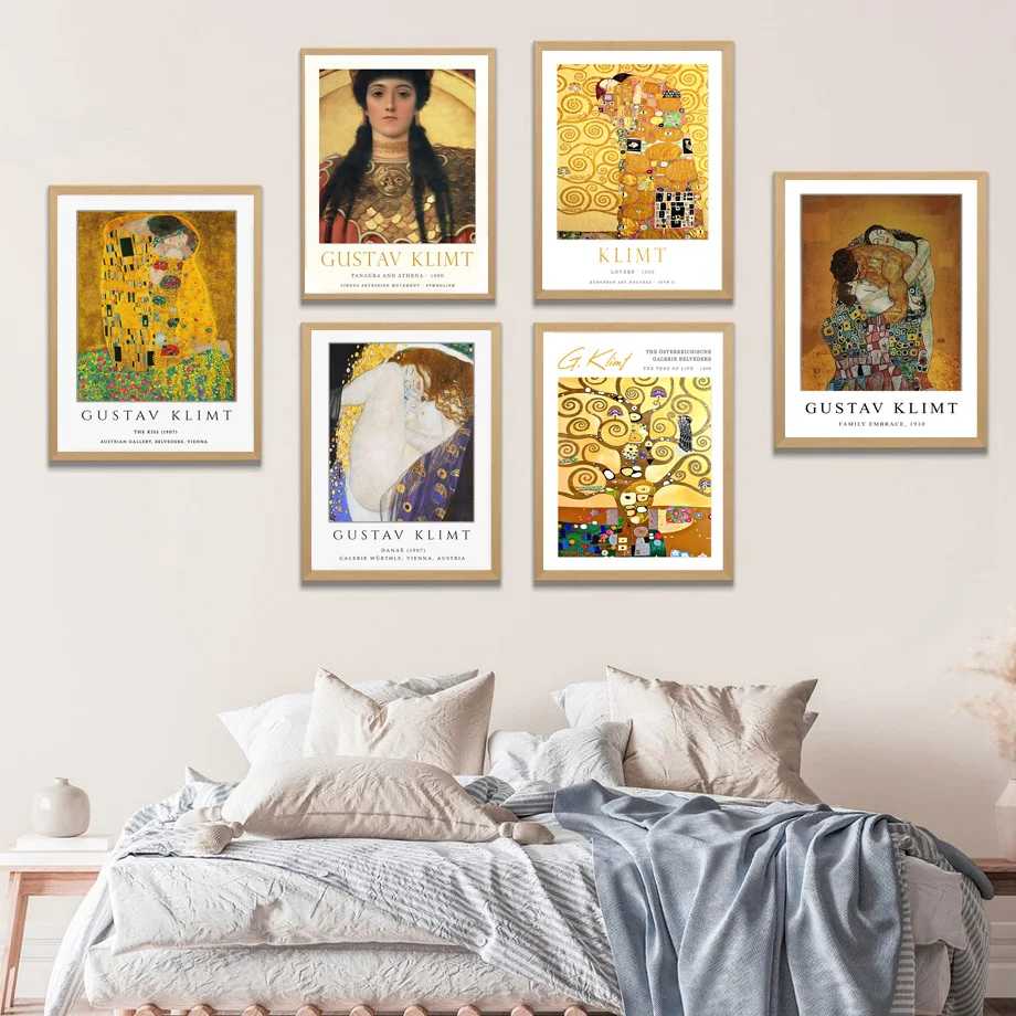 Настенная картина Gustav Klimt Kiss The Tree Of Life Athena постеры и принты на холсте в