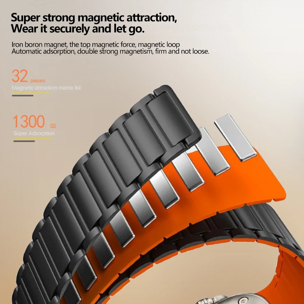 Magnetic Sports Band for Apple Watch Ultra 2 49mm 45mm 44 42mm 38 40 41mm Silicone Strap for iWatch series 9 8 7 6 5 4 ultra