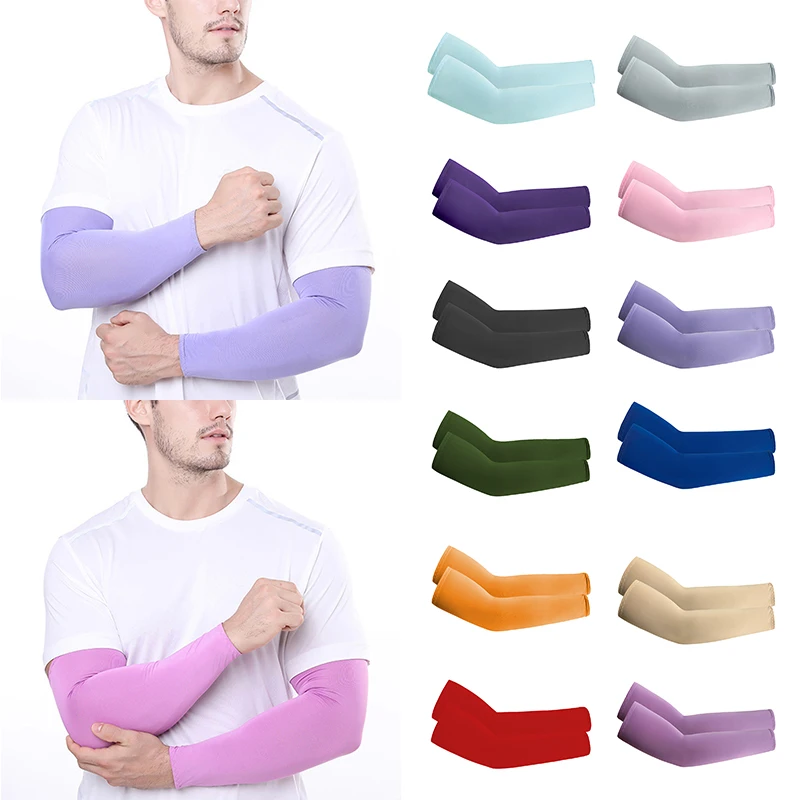 

1Pair Cycling Arm Sleeves for women Men Ice Silk Anti-UV Running Fishing Sleeve Hand Cover Outdoor Sport Arm Warmers Men Women