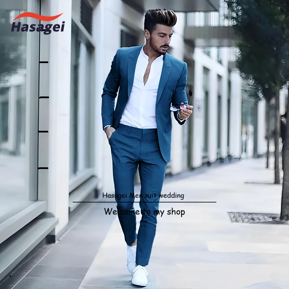 Business Men Suit For Wedding Party Tuxedos Slim Fit Peak Lapel Pink Suits Male(Jacket+Pants)